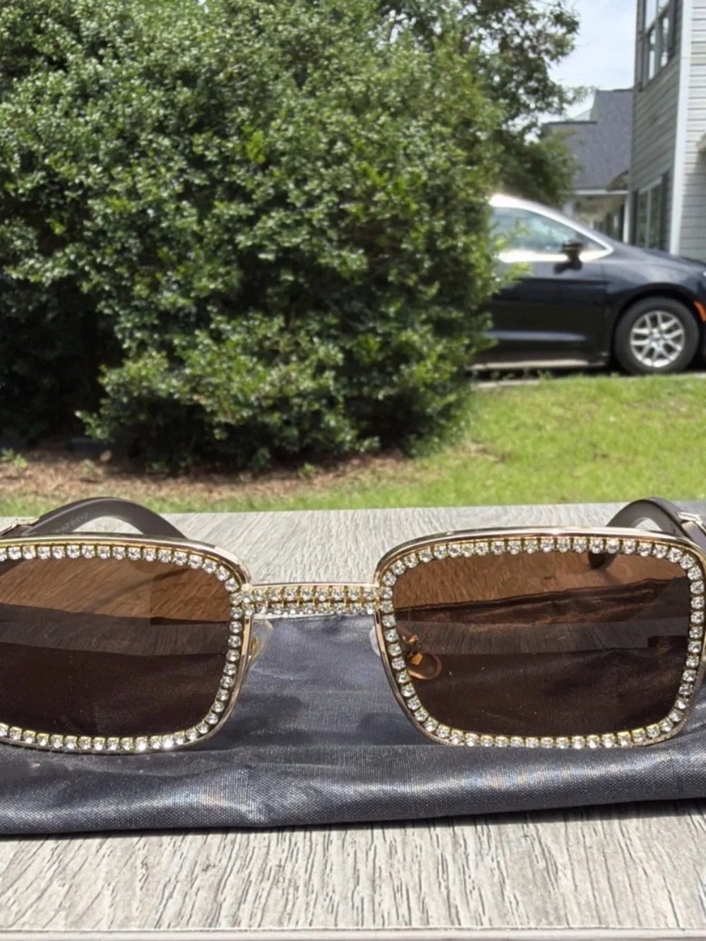 Cartier Brown Crystal-Trim Sunglasses